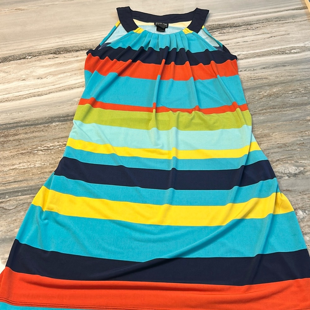 Enfocus slinky dress sz 8 sexy stretchy flattering open arms colorblock